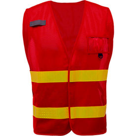 Incident Command Vest- Red Vest with Lime Prismatic Tape, One Size Fits All