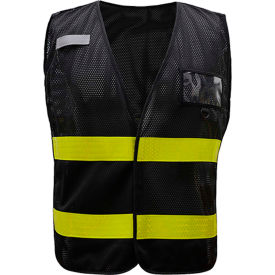Incident Command Vest- Black Vest w/Lime Prismatic Tape, One Size Fits All