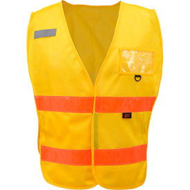 Incident Command Vest- Yellow w/Orange Prismatic Tape, One Size Fits All