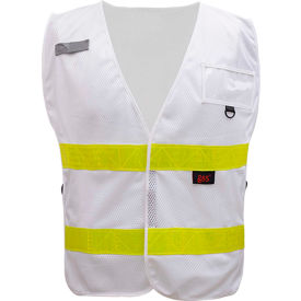 Incident Command Vest- White w/ Lime Prismatic Tape, One Size Fits All