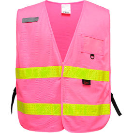 Incident Command Vest- Pink w/ Lime Prismatic Tape, One Size Fits All