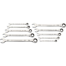 90 Tooth & 12 Point SAE Combination Ratcheting Wrench, Set of 10