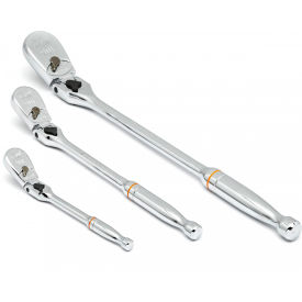 90 Tooth Locking Flex Head Teardrop Ratchet Set, 3 Piece
