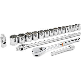 19 Piece 12 Point Standard SAE Mechanics Tool Set With 1/2" Drive Tang