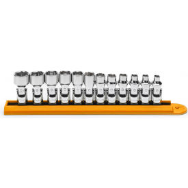 12 Piece 6 Point Flex Metric Socket Set With 1/4" Drive Tang