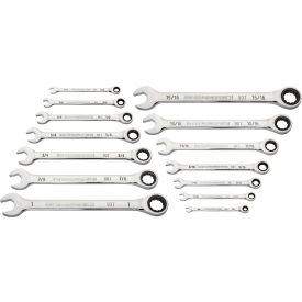 90 Tooth & 12 Point SAE Combination Ratcheting Wrench, Set of 14