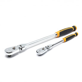 90 Tooth Dual Material Flex Head Teardrop Ratchet Set with 1/4" & 3/8" Drive, 2 Piece