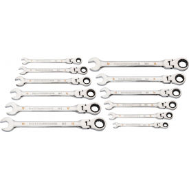 90 Tooth & 12 Point Flex Head Metric Combination Ratcheting Wrench, Set of 12