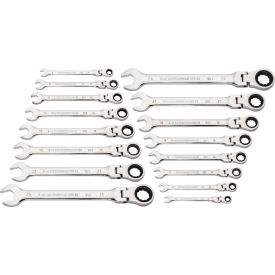 90 Tooth & 12 Point Flex Head Metric Combination Ratcheting Wrench, Set of 16
