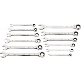 90 Tooth & 12 Point Metric Combination Ratcheting Wrench, Set of 12