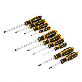 10 Piece Phillips/Slotted/Pozidriv Dual Material Screwdriver Set