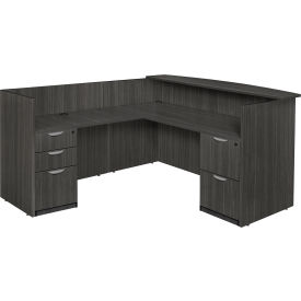 Double Full Pedestal Reception Desk, Ash Grey