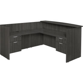 Double Box File Pedestal Reception Desk, Ash Grey