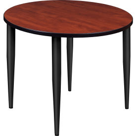 Regency 36" Round Multipurpose Breakroom Tapered Leg Table, Cherry/ Black