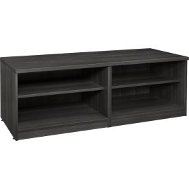 Double Open Shelf Low Credenza, Ash Grey