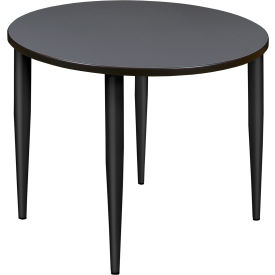 36" Round Multipurpose Breakroom Tapered Leg Table, Grey/ Black