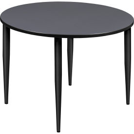 Kahlo 48" Round Multipurpose Breakroom Tapered Leg Table, Grey/ Black