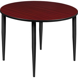 48" Round Multipurpose Breakroom Tapered Leg Table, Mahogany/ Black