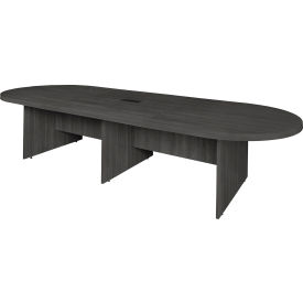 168" Modular Racetrack Conference Table with Power Data Grommet, Ash Grey