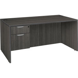 60" Single Pedestal Desk, Ash Grey