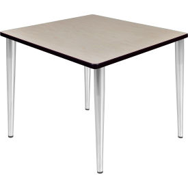 42" Square Multipurpose Breakroom Tapered Leg Table, Maple/ Chrome