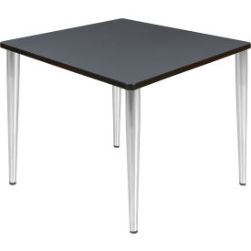 36" Square Multipurpose Breakroom Tapered Leg Table, Grey/ Chrome