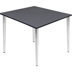 Kahlo 48" Square Multipurpose Breakroom Tapered Leg Table, Grey/ Chrome