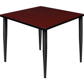 36" Square Multipurpose Breakroom Tapered Leg Table, Mahogany/ Black