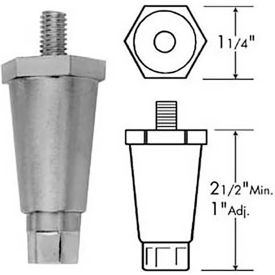 Allpoints Leg, 3/8-16, 2-1/2"H, Plastic, Black for Standard Keil