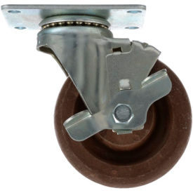 4" High Temperature Swivel Plate Caster with Brake - 375 lb. Capacity