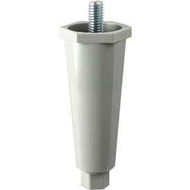 Gray Plastic 4" Adjustable Equipment Leg; Hex Foot; 3/8"-16 Stud Mount