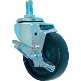 4" Swivel Threaded Stem Caster with Brake - 5/8"-11 x 1 1/2" Stem, 240 lb. Cap