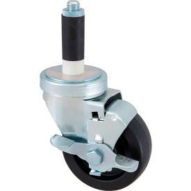 Caster, Stem, 3-1/2", W/Brk, Blk