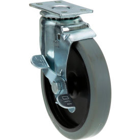 Plate Mount Caster with Brake 5" Wheel 1-3/4" x 3"