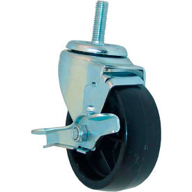 4" Swivel Threaded Stem Caster with Brake - 1/2"-13 x 1 1/2" Stem, 240 lb. Cap