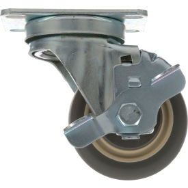 Plate Mount Caster with Brake, Wheel Size 2-3/8 X 3-5/8