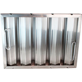 12"(H) x 20"(W) x 2"(T) Stainless Steel Hood Filter - Ridged Baffles