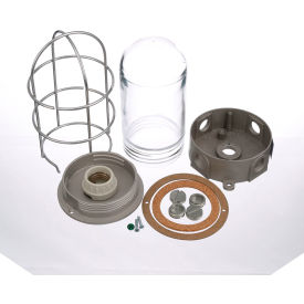 Light Fixture with Junction Box, Glass Globe, and Wire Guard