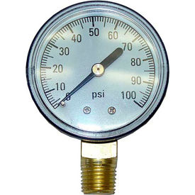 Pressure Gauge, 0-100 Psi, 1/4 Mpt For Insinger
