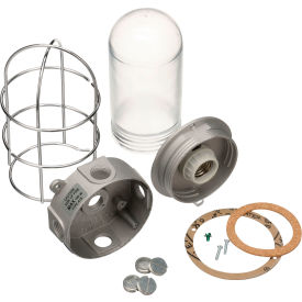 38-1322 Junction Box Light Fixture; Plastic Coated Glass Globe; Wire Guard