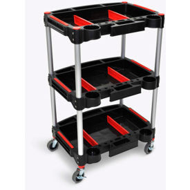 Mechanic Cart w/3 Shelves, 44 lb. Capacity, 22-3/4"L x 18"W x 32"H, Black