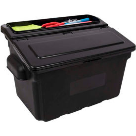 Utility Cart Bin w/2 Lids, 25 lb. Capacity, 14"L x 10-1/4"W x 9"H, Black