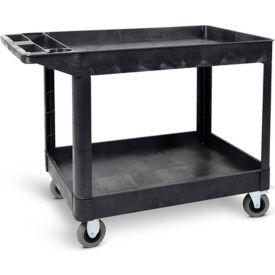Heavy-Duty Utility Cart, Two Shelves, 5" Casters, Black, 500 Lbs Capacity