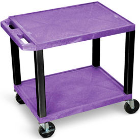 AV Cart, 26"H, Two Shelves, Black Legs, Purple Shelves, 300 Lbs Capacity