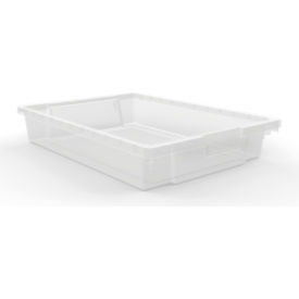 Clear Stackable Storage Bins, 8 Small, 20Lbs Bin Cap, Polypropylene, 12-1/4"W x 16-3/4"D x 3"H
