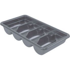 Four Compartment Cutlery Box, 20-1/5"L x 11-3/8"W x 3-3/4"H, Gray, Polypropylene