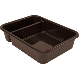 Bussing Tub, 2 Compartment Bus Box, 20"L x 15"W x 5"H, Brown, Polypropylene