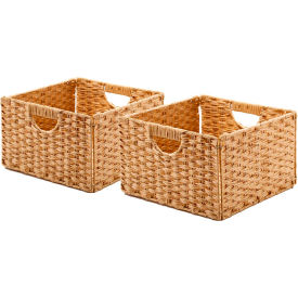 Foldable Handwoven Cube Storage Basket 2 Pack, Natural/Brown
