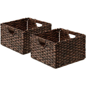 Foldable Handwoven Cube Storage Basket 2 Pack, Mocha