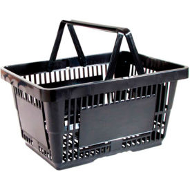 Black Plastic Shopping Basket 22 Liter with Black Plastic Handle Pack Qty of 12